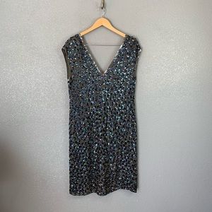 Clements Ribeiro silk sequined shift dress 10